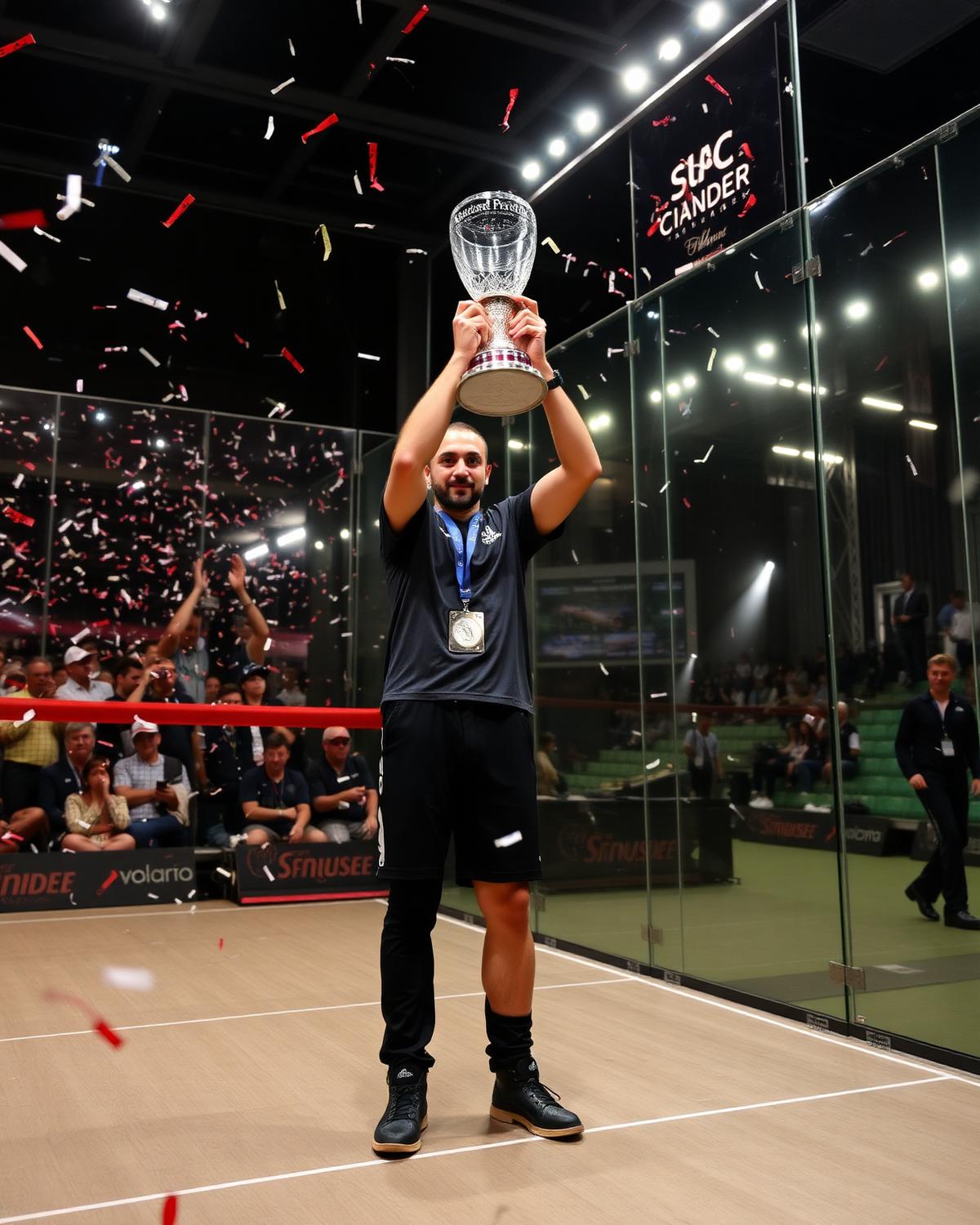 Champion lifting the trophy